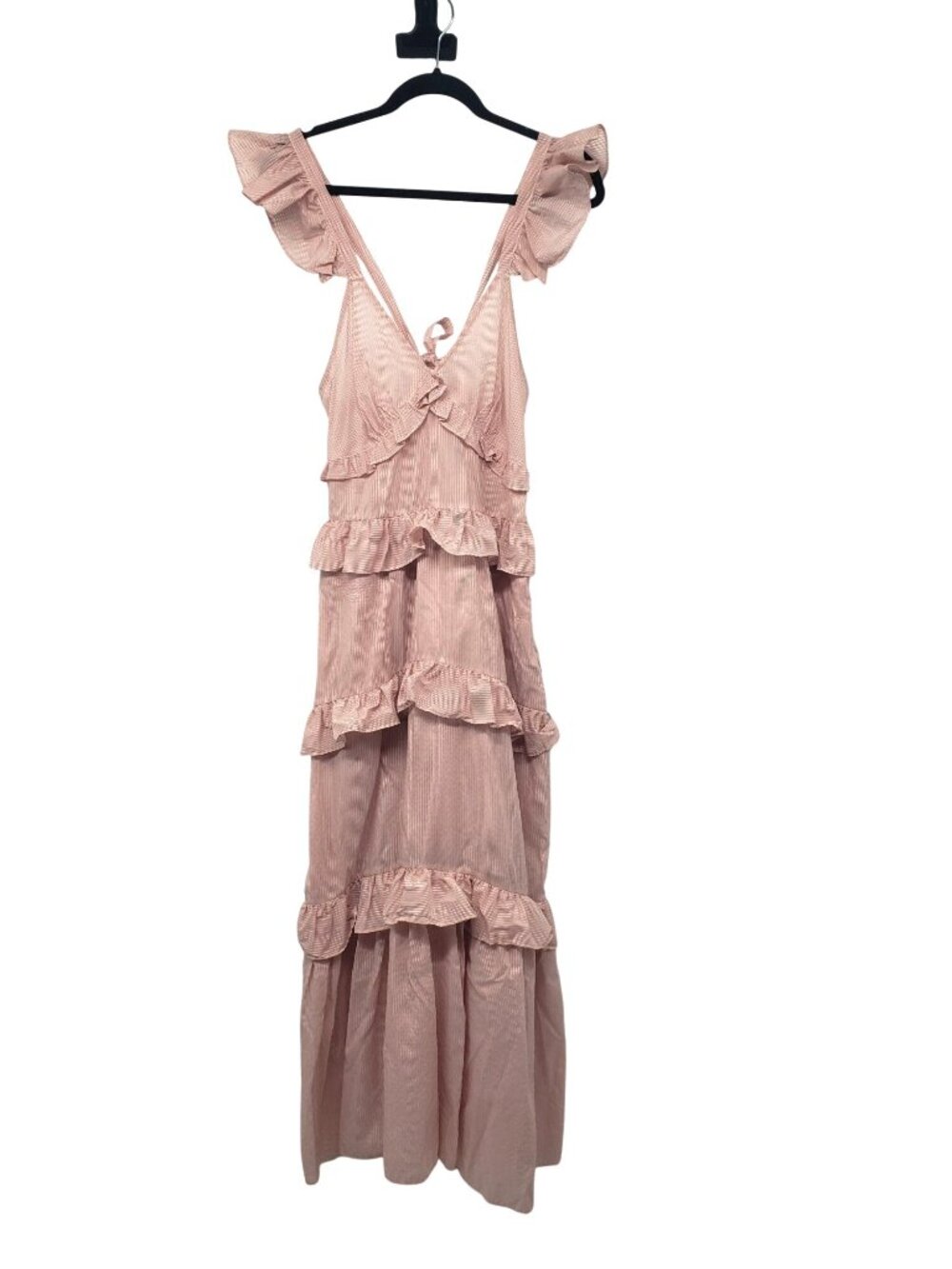 Misa Los Angeles Morrison Ruffle Tiered Maxi Dress Pink Stripe Candy Striper - Picture 3 of 12